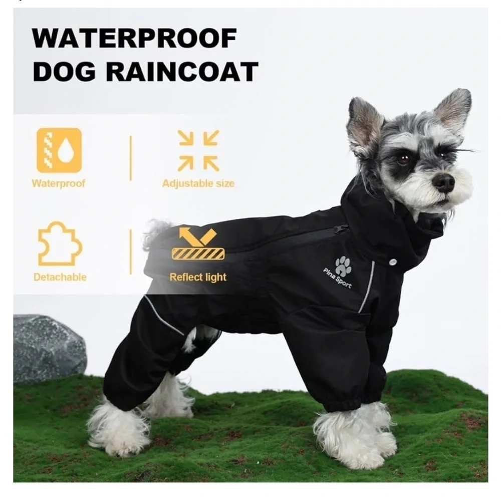 NWT PINA Waterproof Dog Jacket, Lightweight w/ Leash Hole w/ Reflective Strap L